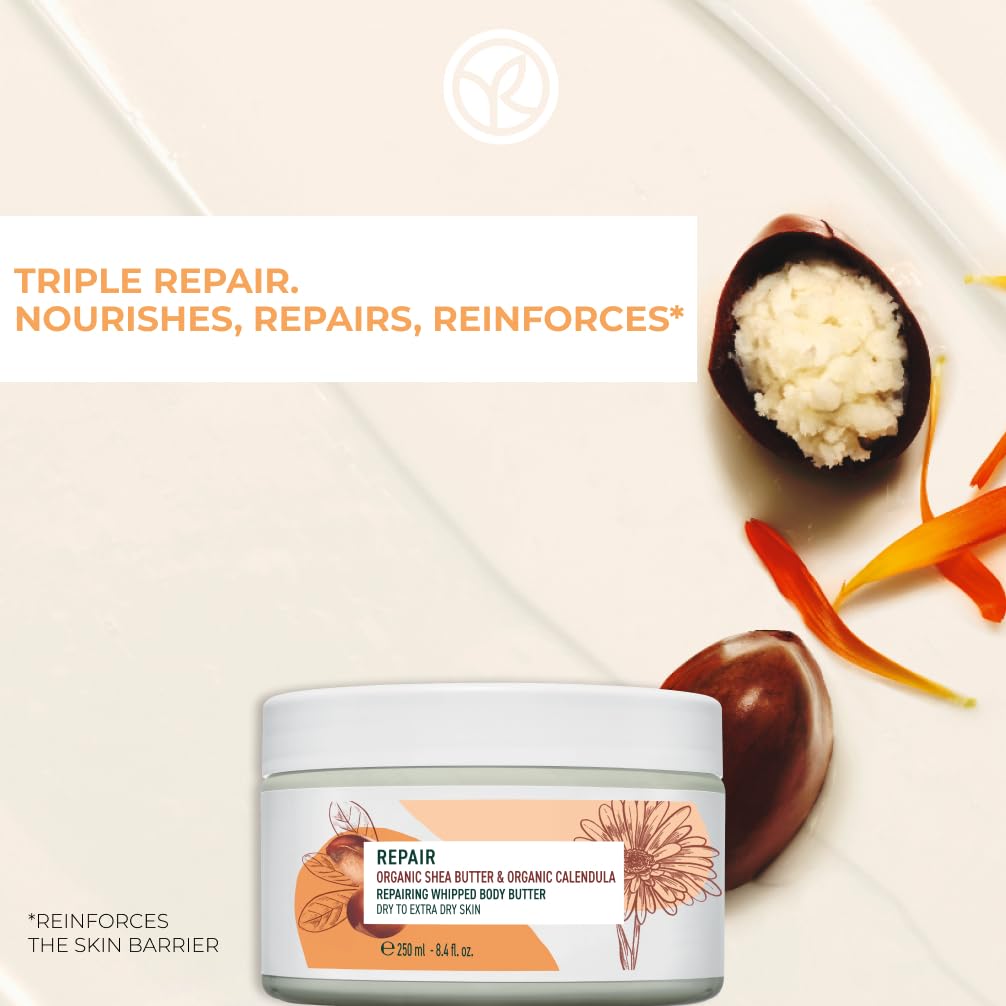 Yves Rocher Burro Whipped Body Repair da 250 ml, per pelli curate e nutrite, burro per il corpo di riparazione per pelli secche ed extra secche