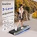 YPOO Walking Pad with Incline 3 in 1 Under Desk Treadmill for Home and Office 2.5 HP Walking Treadmill 300 Lbs Portable Incline treadmills with LED Display Remote Control & APP