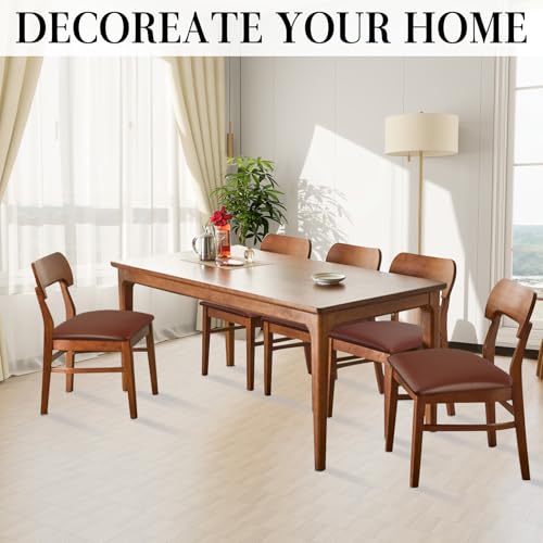 Image of Pu Leather Dining Chair Seat Covers Set of 8, Waterproof Kitchen Chair Covers Stretch Chair Cover for Kitchen /Dining Room /Hotel, Tasteless seat Covers for Chairs (Coffee - 8 PCS)