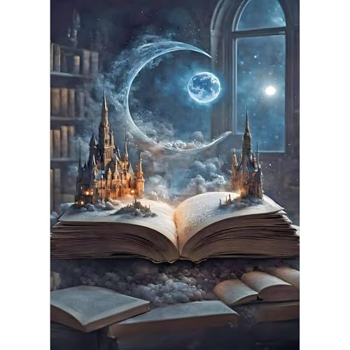 TOSTOG Diamond Painting Kits for Adults,Castle and Book Full Drill Diamond Art Embroidery Pictures,5D DIY Diamond Art Kit for Home Wall Decor 30x40cm/12x16inch