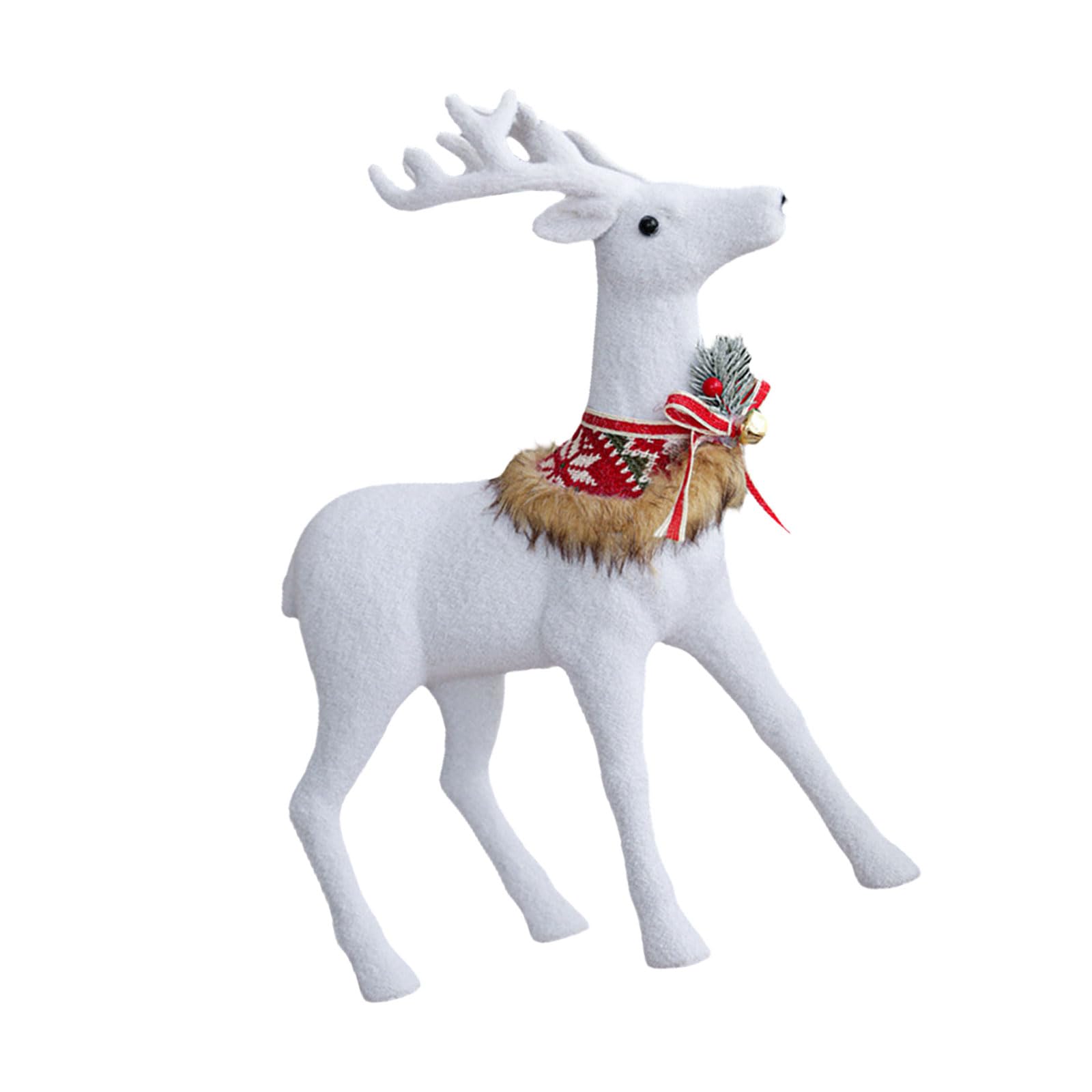 Msioytog Stylish White Reindeer Decoration Realistic White Reindeer Statue Holiday Decoration Figurine Display Figurine