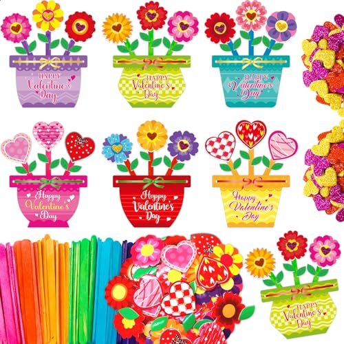 Fancy Land 24 Set Valentines Day Crafts for Kids Foam Flower Pot...