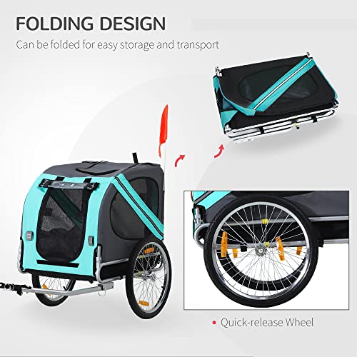PawHut Folding Dog Bike Trailer Pet Cart Carrier for Bicycle Travel in