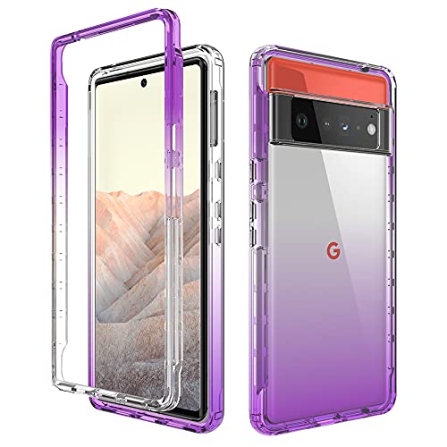 ESTH® Coque en TPU Clair pour Google Pixel 6 Pro avec Angles Choc Amortissant, Etui Protection Anti-Poussière avec Pare-Chocs PC, sans Protecteur D'écran, Mauve Cover