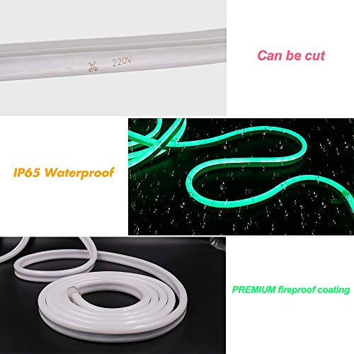 XUNATA 3m Neon LED Streifen Warmweiß, 220V 2835 120leds/m IP65 Wasserdichte, Diffusion Flex LED Schlauch für Heim DIY Festival Dekoration