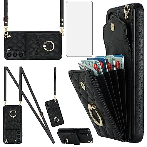 Étui portefeuille Samsung S23 5G Asuwish avec protège-écran et porte-carte