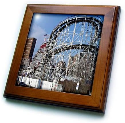 3dRose ft_1192_1 Coney Island Roller Coaster Framed Tile, 8 by 8-Inch