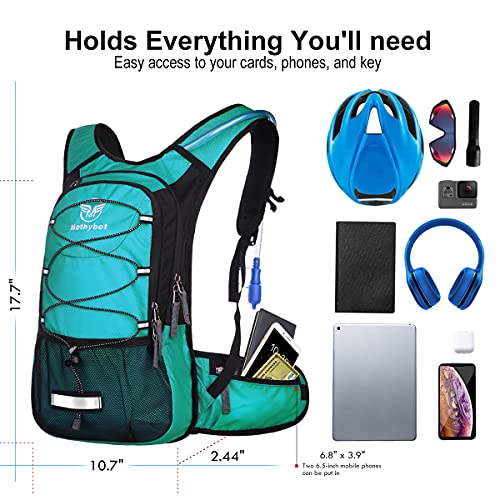 Insulated Hydration Backpack Pack with 3L BPA Free Leak Proof Water Bladder, Large Storage Lightweight Hiking Daypack with Waist Pouches & Cooler Layer, for Running, Biking, Camping, Festival - Image 6