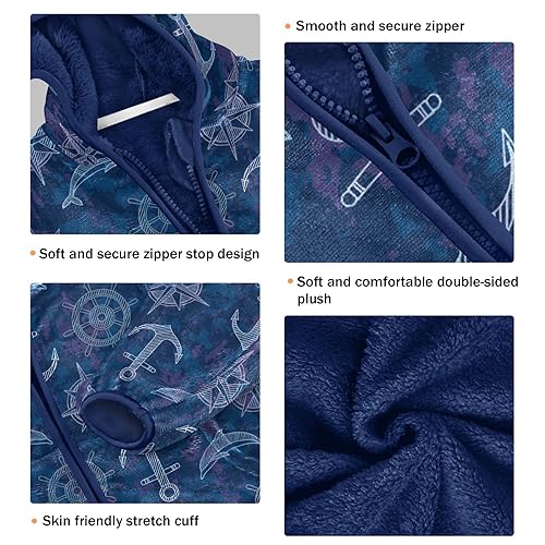 Sea Compass Anchor Rudder Boys Fleece Hoody Jacket Zip Up Coat Warm Fall Winter Plush Jacket Long Sleeve Outerwear3