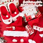Patelai 10 Pcs Christmas Gifts Merry Christmas Gift Basket Set Xmas Hat 12 oz Tumbler Gift Bag Blanket Slippers Socks Candles Keychain Greeting Card for Women Wife Coworkers Friend Teacher - Image 4