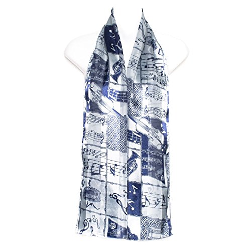 Hat To Socks Musical Instruments and Notes Chiffon Satin Scarf2