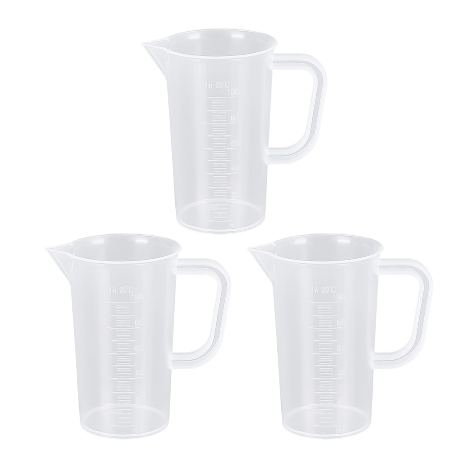 3 Piece Plastic Transparent Mini Measuring Cup Set - 100ml Capacity, Small Measuring Pot - Kitchen & Lab Use