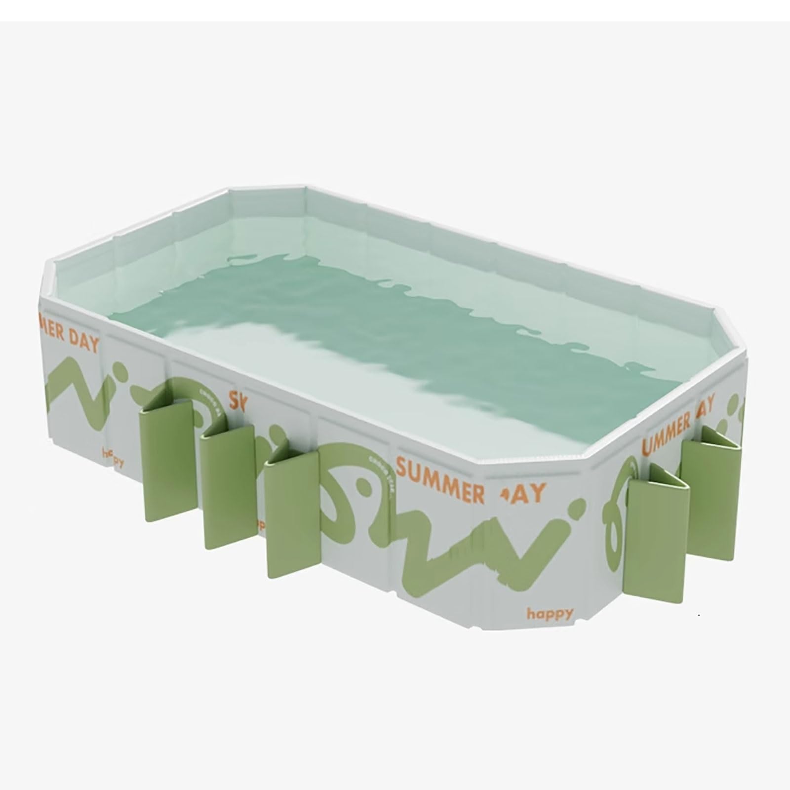 Large Rectangular Foldable Family Swimming Pool - Easy Set-Up for Adults, Kids, and Pets - Ideal for Outdoor and Backyard Use