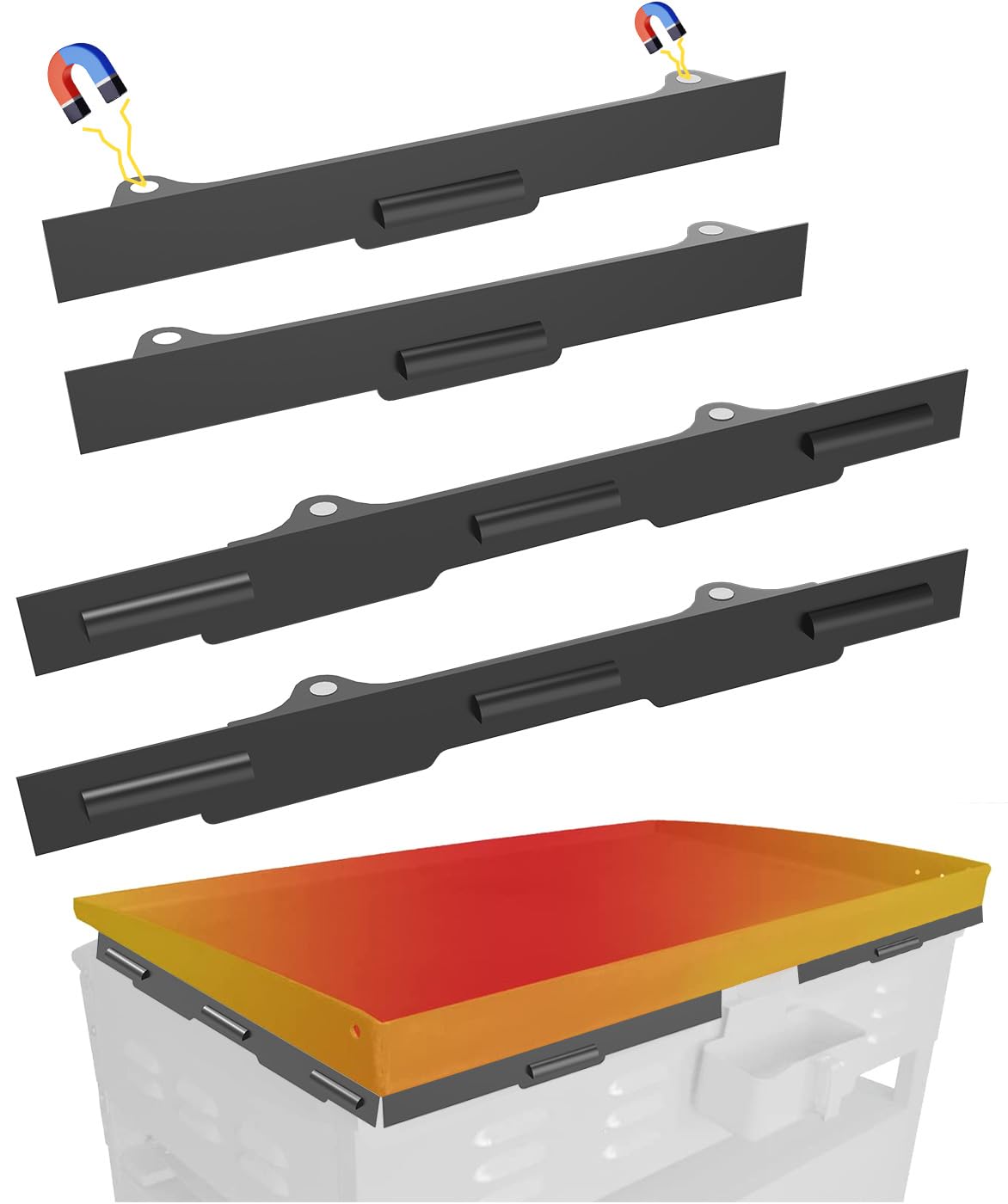 KoutemieUpgraded Wind Guards for 28" Blackstone Griddle, 4 Packs Magnetic Wind Screens for Grill Accessories, Fit with Rear Grease Cup, Hood and Side Shelf, Grilling Gifts, Black