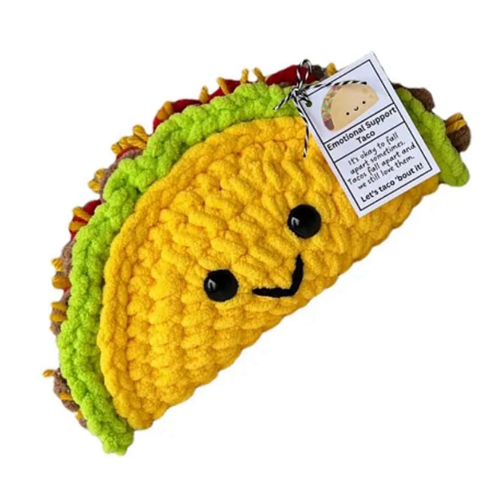CTRLZS Crochet Doll Small Crochet Mini Taco Cartoon Cute Crochet Doll Taco Plush Cheer Up Toy Knitted Doll