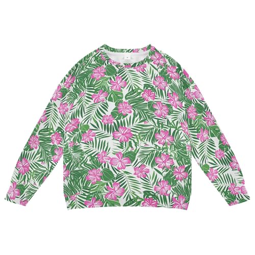 JUNZAN Tropical Leaves Flowers Kids Girls Hoodie Sweatshirt Fleece Hoodie for Boys Party 4T