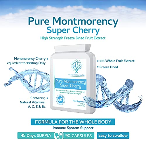 Pure Montmorency Super Cherry 1500mg 90 Capsules High Strength Freeze