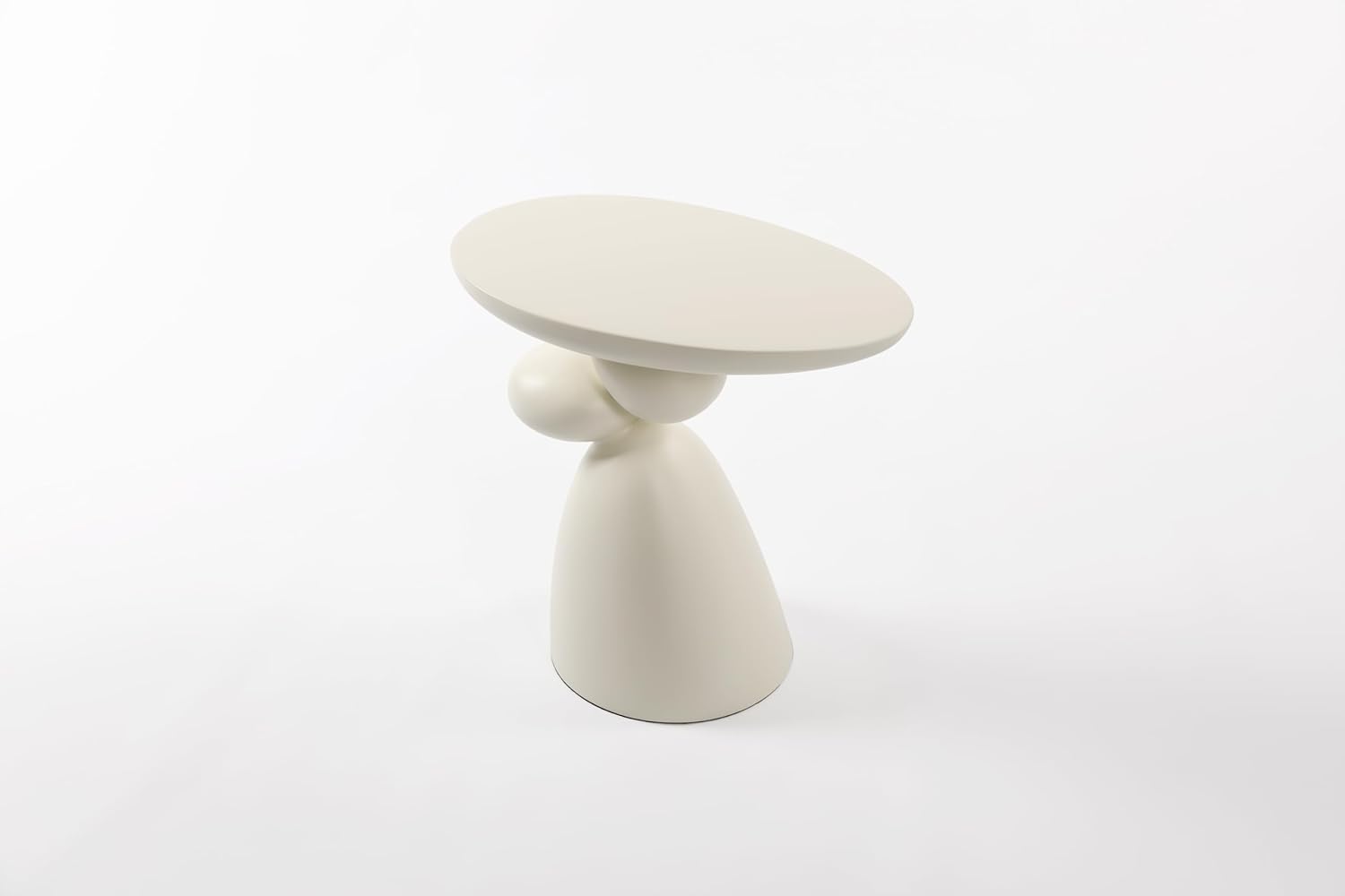 Lucky Stone End Table, Fiberglass Side Table, Modern Minimalist Oval Corner Table, Accent Coffee Table with Decor, for Living Room Bedroom Guestroom, 19.7'' H (White)