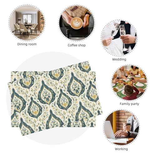 Sets de table vert rétro en faux lin 30x45 cm | Lot de 4 - 8