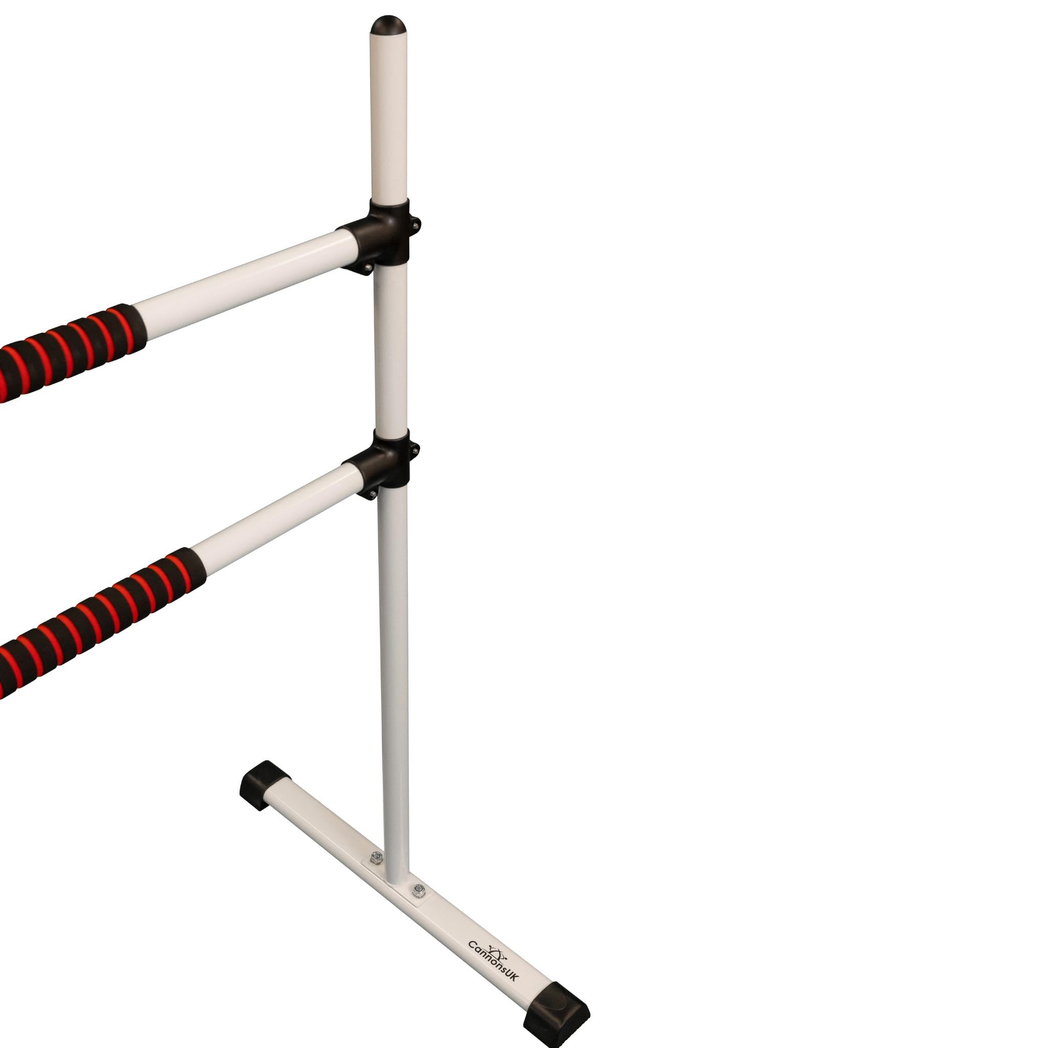 Cannons UK Barra elástica portátil independiente para ballet, altura ajustable, 115 cm de largo, 132 cm de alto, color blanco