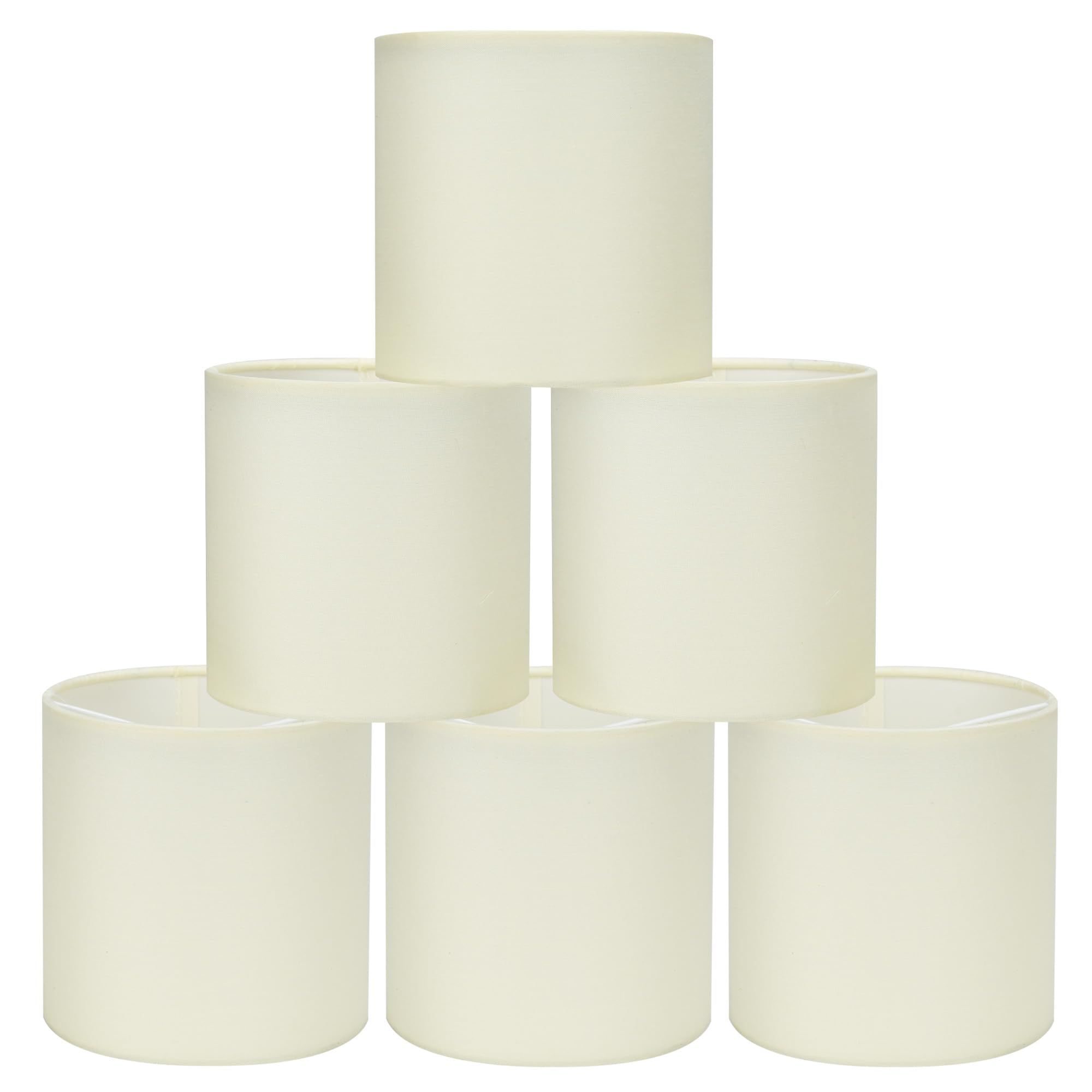 KIKI - Set di 6 paralumi per lampadari con clip, colore: beige, 12,7 x 12,7 x 12,7 cm x 12,7 cm, mini paralume in tessuto, per lampadine a candela e piccole lampadine generali