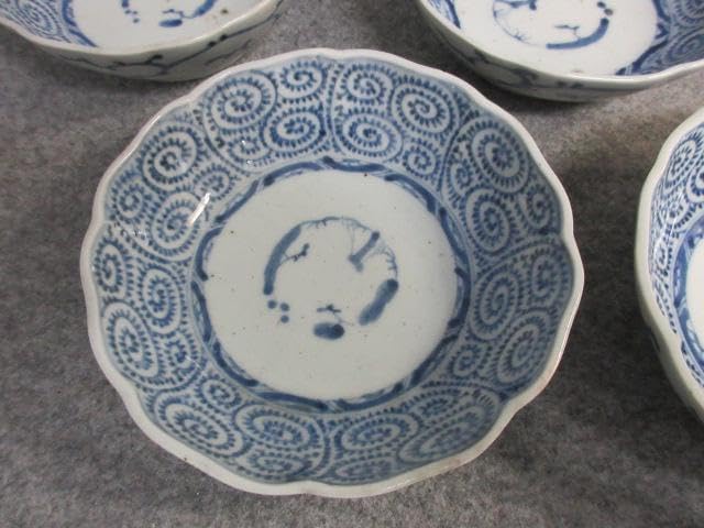 古伊万里染付蛸唐草文なます皿 4枚 B26416 古伊万里 染