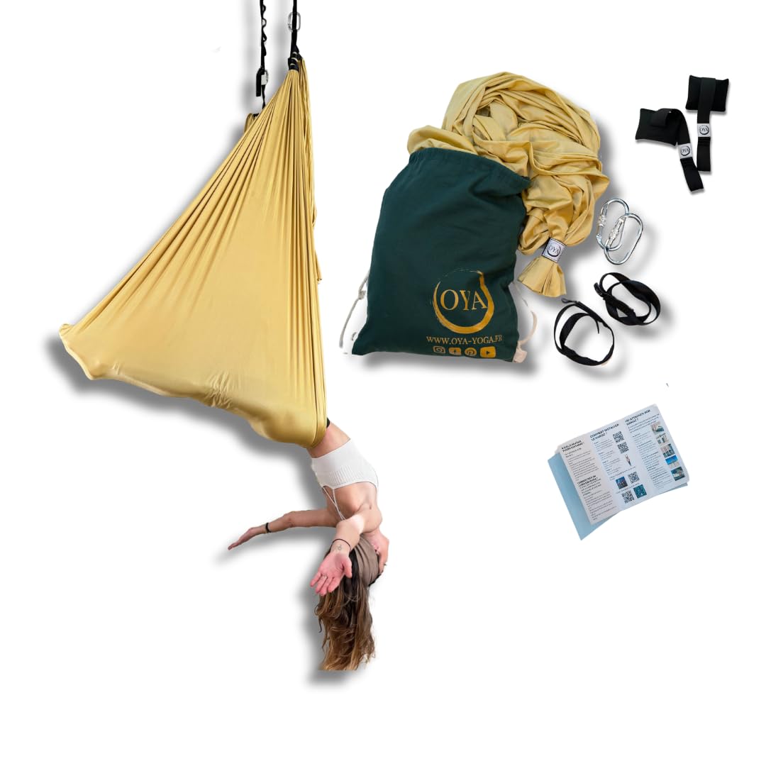 Kit de Yoga Aérien OYA YOGA - Expérience de Yoga suspendu Complète avec Hamac de Yoga Spécial Accroche Porte, Pratique à Domicile, Disponible en Différentes Couleurs.