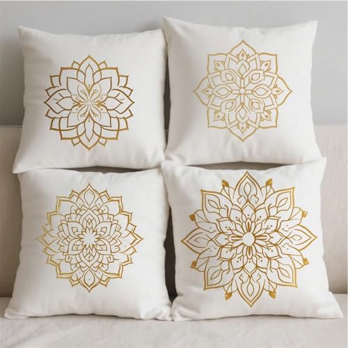 Housse de coussin extérieur 45x45 imperméable lot de 4 mandala
