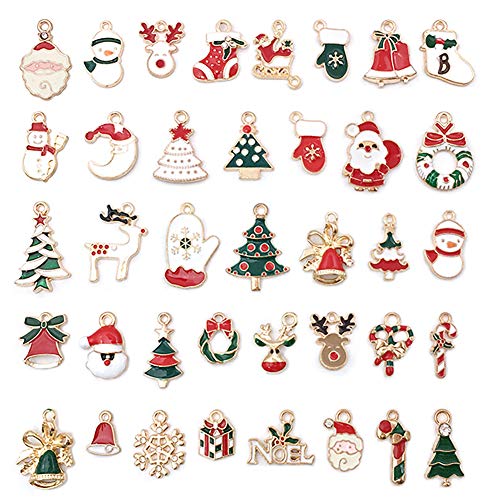 FANDOL Christmas Charm Pendant for Jewelry Making Bracelet Necklace Bags Decoration Cellphone Decoration DIY Scrapbooking Supplies 38pcs