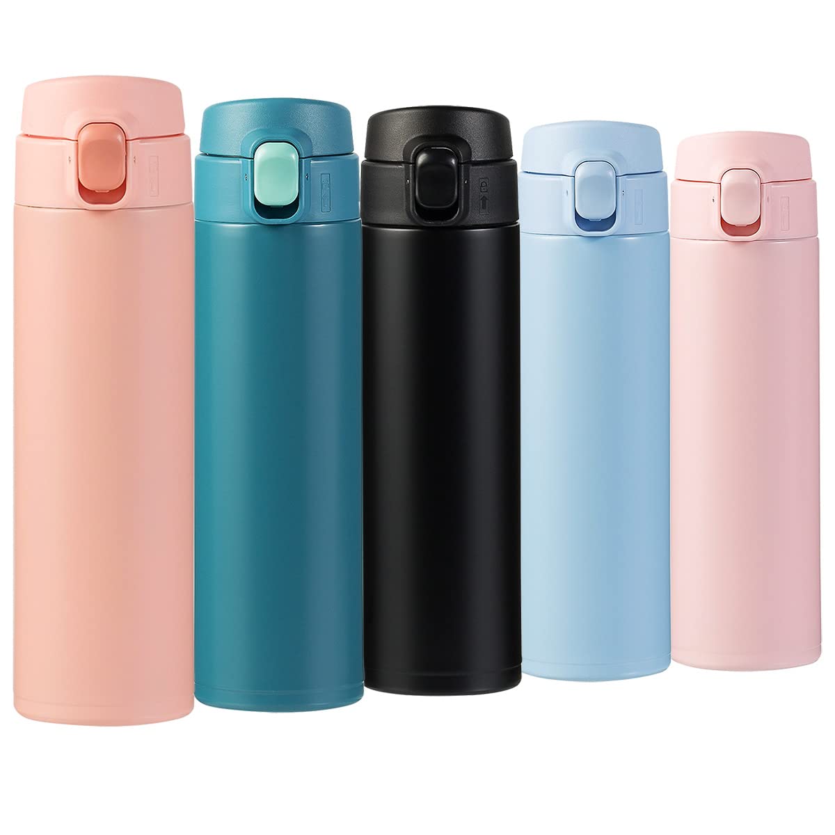 Vacuum Coffee Flask with Flip Lid, NISVDID Travel Mug Resuable Leakproof Coffee Cup Water Bottle for hot and Cold Drinks (Peach Pink, 450ML)
