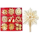 Material: aus Stroh. Tolle Dekoration für den Weihnachtsbaum! Enthält eine Vielzahl klassischer und beliebter Elemente der Weihnachtszeit, wie Strohschneeflocken in verschiedenen Formen, Strohsterne, Engel, Strohherzen, Strohkiefernzapfen usw.