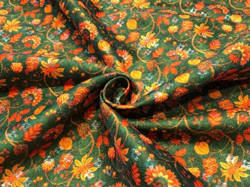 Tissu brocart de soie haut de gamme à motif floral émeraude et lurex doror BRO1109