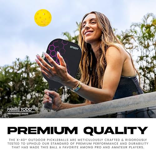 Image of Wishkey Pickleball Balls Pack of 4 Yellow 40 Hole Outdoor Indoor Pickleball Balls 74mm Official Size High Bounce Durable for Paddles Lightweight Balanced for All Skill Levels