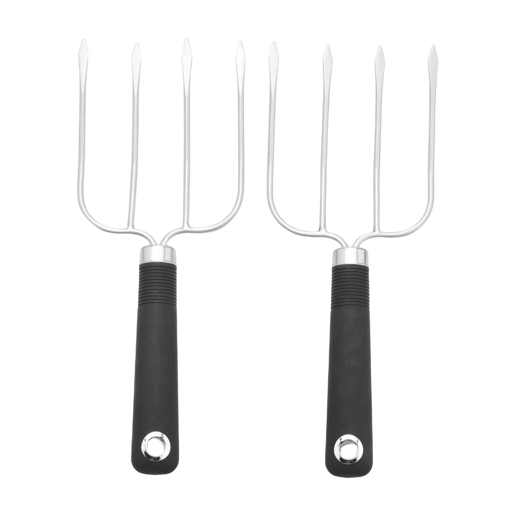 Melairo Black & Silver 2Pcs Meat Fork,Poultry Roast Forks,Roast Chicken Forks With Slip Grip,Turkey Forks,For Bbq & Thanksgiving Pros