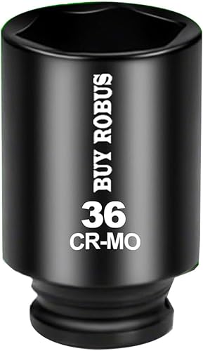 Zócalo métrico de impacto profundo de 1.417 in de 1/2", CR-MO de 6 puntos para una fácil extracción de la tuerca del eje