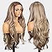 KOME Ash Blonde Synthetic Lace Front Wig,13×6 Blonde mix Brown HD Lace Glueless Wig for Women Daily Use 28IN（TT6/107）
