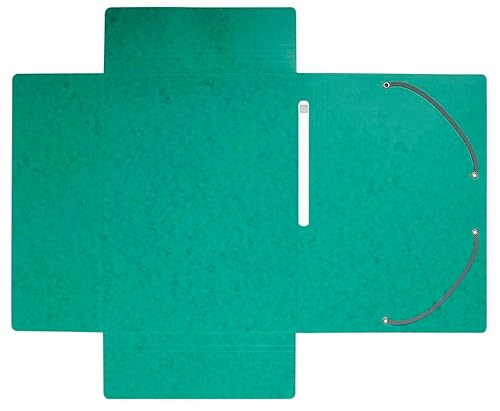 Exacompta 17103H 25er Pack Einschlagmappe aus extra starkem Colorspan-Karton für DIN A4 mit 3 Klappen und 2 Gummizügen grün