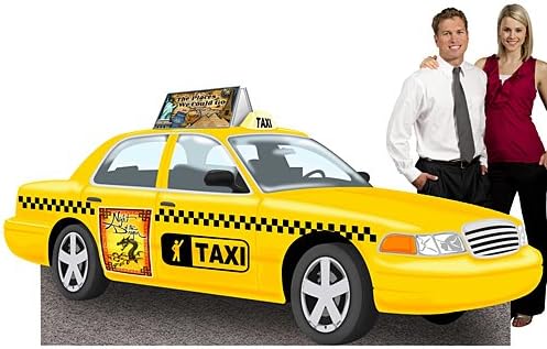 4 ft. 8 in. Broadway Taxi Cab Standee Standup Photo Booth Prop Background Backdrop Party Decoration Decor Scene Setter Cardboard Cutout