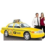 4 ft. 8 in. Broadway Taxi Cab Standee Standup Photo Booth Prop Background Backdrop Party Decoration Decor Scene Setter Cardboard Cutout