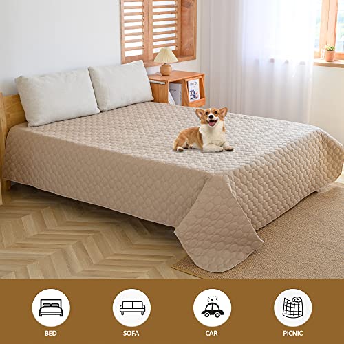 Waterproof Dog Bed Covers For Couch Protection Dog Pet Blanket Furniture Protector (68"X82",Beige+Ivory) #TOP4
