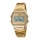MARLION JEWELS Reloj Digital Mujer Dorado Vintage - Acero Inoxidable, Resistente al Agua 3ATM, Maquinaria Cuarzo - Reloj Pulsera Mujer Estilo Retro, Regalo Mujer