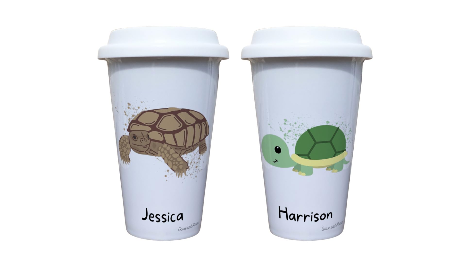 Tortoise Travel Mug Personalised - Gift for Tortoise Owners & Lover - Personalised Reptiles Thermal Ceramic Insulated Travel Mug (Jessica)
