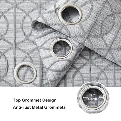 HORIMOTE HOME 100% Blackout Eyelet Curtains 66x72 Inch (2 Panels) - Thermal Insulated Curtains with Noise Reduction, Heavyweight Jacquard Woven Grey Curtain for Bedroom,Living Room - Image 6