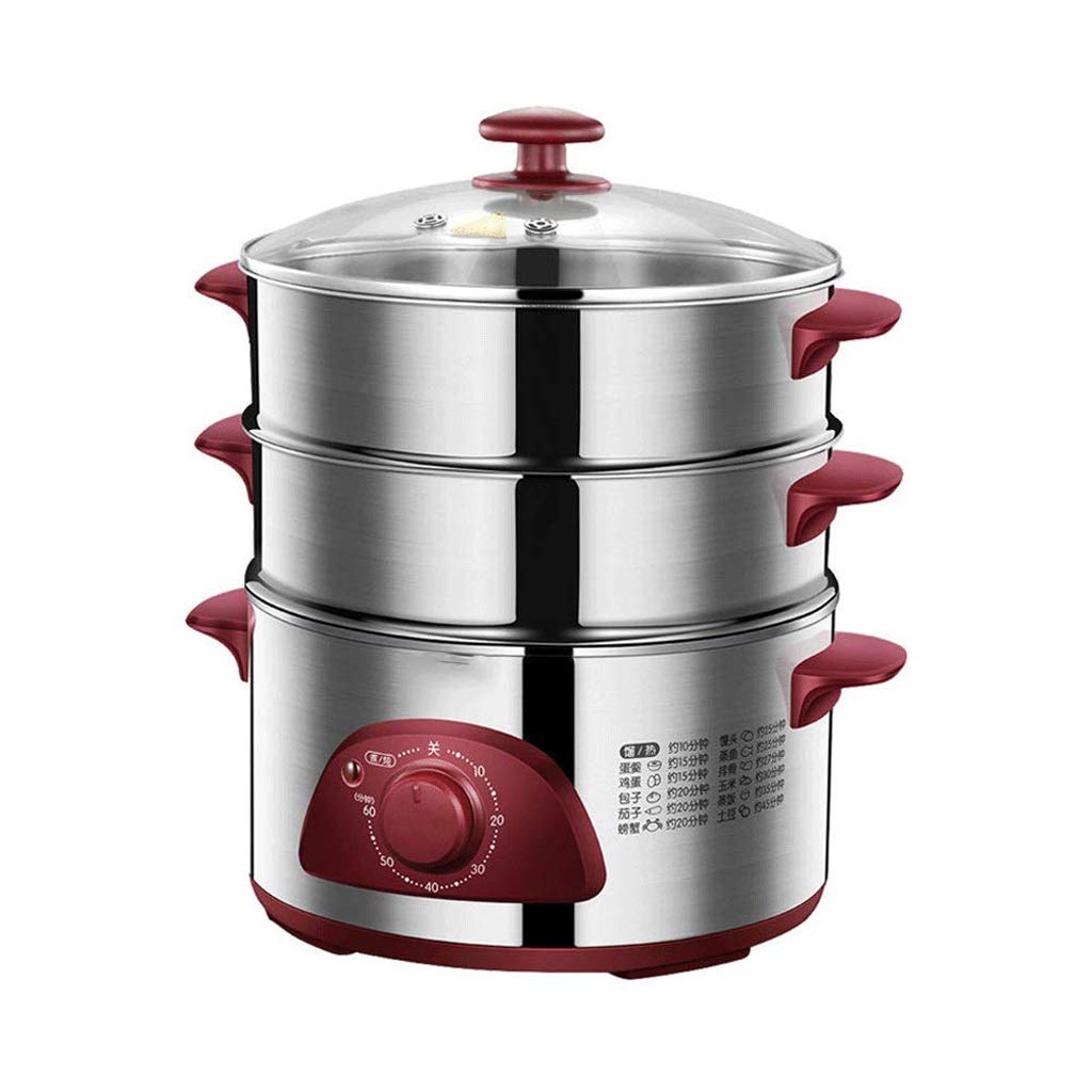 Vaporera multifunción for el hogar, vaporera pequeña de Acero Inoxidable de Gran Capacidad, Apagado automático, Verduras al Vapor Multicapa