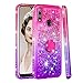 Produktbild FAWUMAN Hülle für Huawei Y7 (2019) / Y7 Prime (2019) / Y7 Pro (2019) / Enjoy 9 mit Ring Kristall Diamant Gradient Farbverlauf Durchsichtig Flüssig Treibsand Silikon TPU Bumper Hülle