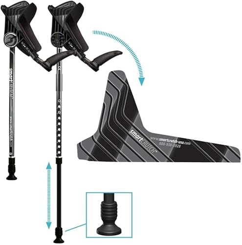 Miniatura 26 de smartCRUTCH Muletas ergonómicas personalizadas para el antebrazo para adultos, varios colores, el antebrazo ajustable gira de 15 a 90 grados, altura