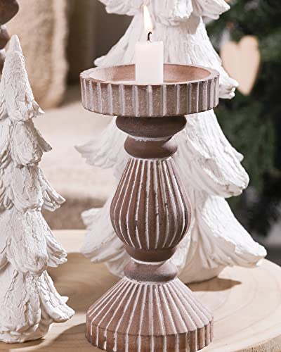 Dn Deconation Rustic Candlestick Holder, Wood Candle Holders For Pillar Candles And Taper Candle, Pillar Candle Holders Set Of 2, Mantle Candle Holders For Farmhouse Fireplace #TOP4