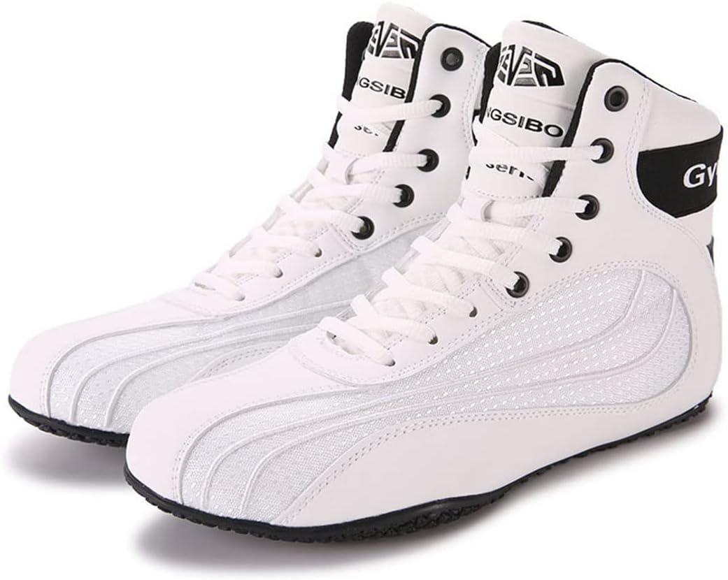 YIGATE Mens' Wrestling Shoes, Breathable Kickboxing Trainers Durable Lightweight Squat Shoes Non-Slip Bodybuilding Powerlifting Shoes