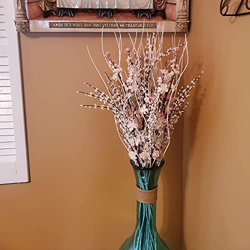 Floerve 12 Pcs Artificial White Jasmine Flowers Dried Faux Pussy Willow Branches Stems Fake Winter Jasmine Flowers 28" Tall For Vases Wedding Christmas Decoration #TOP7