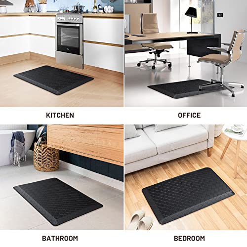 Image of HappyTrends Kitchen Floor Mat - 4 /5 Inch Thick Anti-Fatigue Kitchen Rug,Waterproof Non-Slip Kitchen Mats and Rugs Heavy Duty Ergonomic Comfort Rug for Kitchen,Office,Sink,Laundry,(17.3 inch x 28 inch, Black)